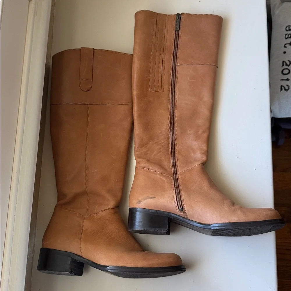 Duo Tan Leather Knee-High Boots